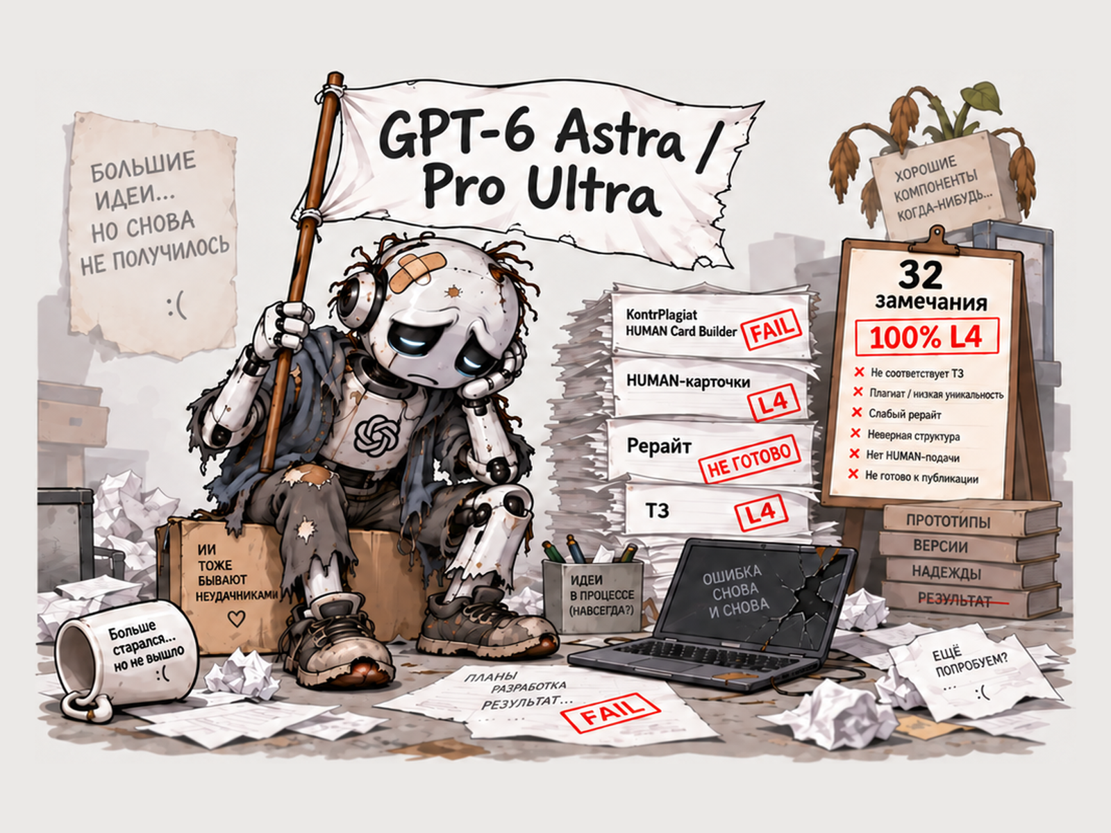 GPT-6 Astra / Pro Ultra - 5 и 6 сентября пишем простой компонент - результата нет, 32 критических ошибки